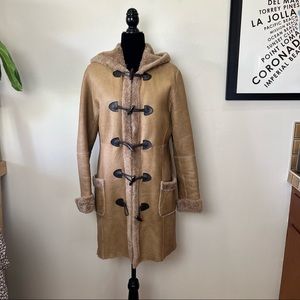 Rem Garson Leather Shearling Lined Leather Coat, Size M Excellent Condition